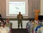 Chief of the National Guard Bureau General Frank J. Grass, talks with Texas Army and Air National Guardsmen during a town hall meeting June 17, 2016, at Camp Mabry, Austin, Texas. During the meeting, Grass talked about what the National Guard is doing globally and our current partnerships with over 76 countries. Brush also talked about his upcoming retirement. With this visit, Grass has officially visited every U.S. state.