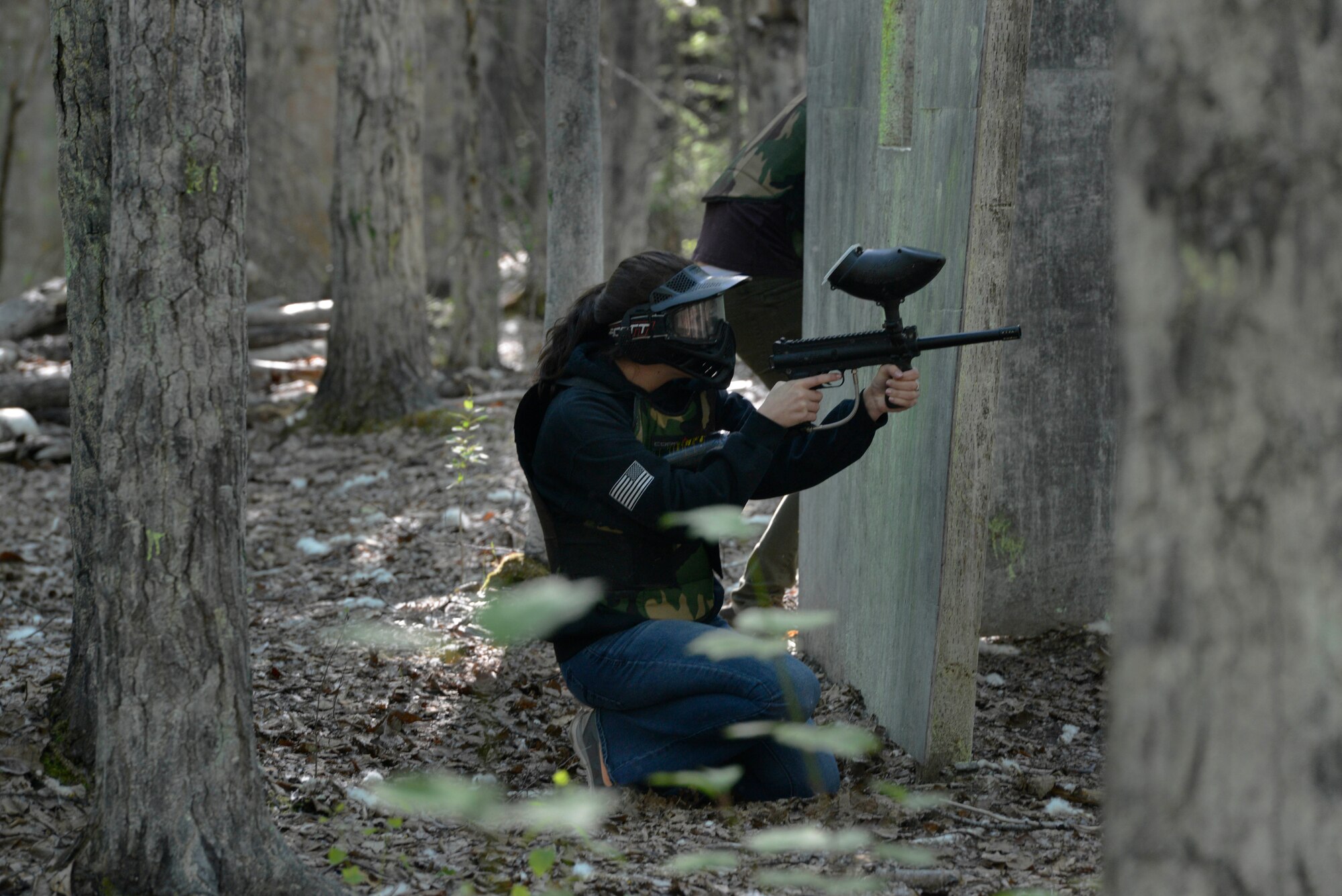 Airmen and Soldiers compete in a paintball tournament  during the 2016 Arctic Warrior Olympics at Joint Base Elmendorf-Richardson, Alaska, June 17, 2016. The Arctic Warrior Olympics originated in 1982, when Airmen at Elmendorf Air Force Base initiated Airman Day to promote camaraderie and good health. Then in 1986, it became known as Elmendorf Field Day. It was renamed the Arctic Warrior Olympics in 1989 and is hosted in conjunction with the Military Appreciation Picnics. (U.S. Air Force photo by Airman 1st Class Valerie Monroy)