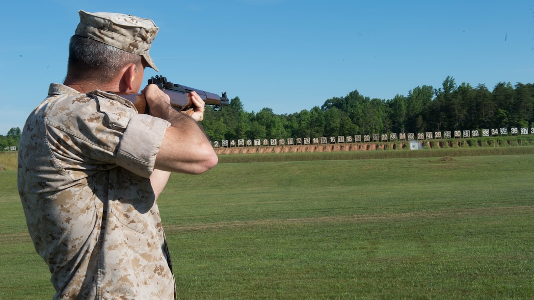 Maj. Gen. James W. Lukeman, the commanding general of Training and Education Command, fires the opening shot during the 55th Interservice Rifle Championship at Marine Corps Base Quantico, Virginia, June 22, 2016. The  competition was recognized and endorsed in 1960 and has participants from all branches of the military. 