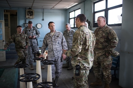 Air Force Lt. Gen. Joseph L. Lengyel, the vice chief of the National Guard Bureau, receives a briefing at the Muscatatuck Urban Training Center in Butlerville, Ind., April 23, 2016. Lengyel has been nominated to be the chief of the National Guard Bureau, and, if confirmed, would serve as a member of the Joint Chiefs of Staff. He testified at his Senate Armed Services Committee confirmation hearing June 21, 2016. 