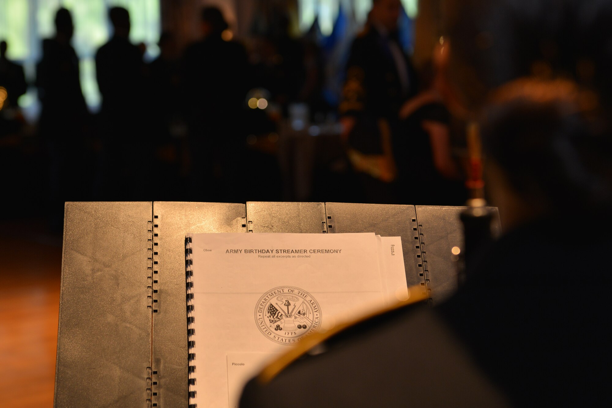 The U.S. Army Training and Doctrine Band played music during the Army Birthday Streamer Ceremony at Fort Eustis, Va., June 17, 2016. The band played throughout the ball, providing music during the formal ceremony, dancing and social hours. (U.S. Air Force photo by Staff Sgt. Natasha Stannard)