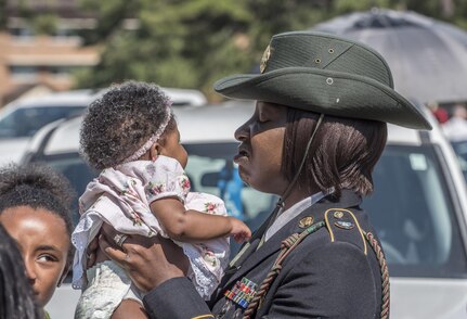 After a ceremony held at the Fort Jackson, S.C. Post Theater on June 22, graduates of the Drill Sergeant Course, class 008-16, take time to reacquaint with their friends and family members. Candidates at the U.S. Army Drill Sergeant Academy spend a total of 63 training days learning the art of inspiring, motivating, and mentoring new Soldiers in Basic Combat Training. (U.S. Army photo by Sgt. 1st Class Brian Hamilton/ released)