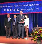 Nevada Adjutant General Brig. Gen. Bill Burks, second from right, receives his 2016 Federal Asian Pacific American Council Military Meritorious Service Award in Florida on May 11 during the 31st annual FAPAC National Leadership Training Program. Burks received the award from the organization in recognition of his contributions to the advancement of U.S. military missions and the promotion of equal opportunity in the Asian American and Pacific Islander communities.