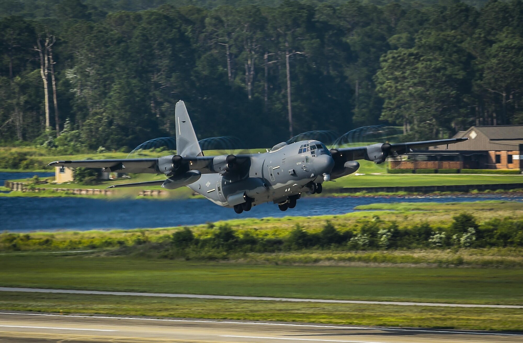 An AC-130J Ghostrider gunship performs a routine training mission at Hurlburt Field, Fla., June 17, 2016. AC-130 gunships have an extensive combat history dating to back to the Vietnam War where gunships destroyed more than 10,000 trucks and were credited with many life-saving, close air support missions. (U.S. Air Force photo by Airman 1st Class Joseph Pick)