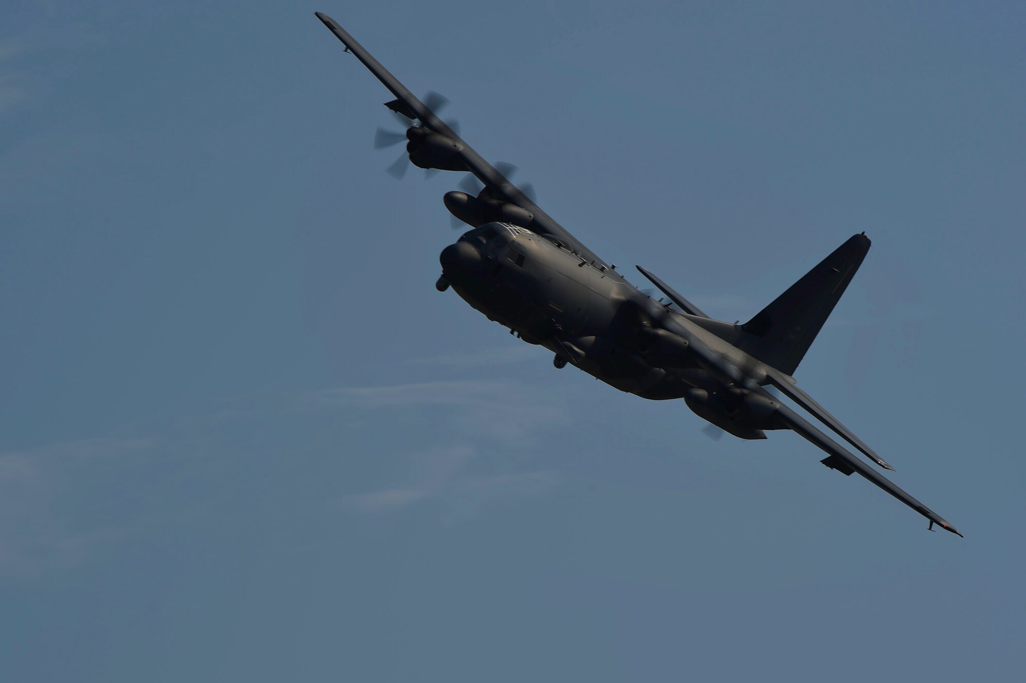 An AC-130J Ghostrider gunship performs a routine training mission at Hurlburt Field, Fla., June 17, 2016. AC-130 gunships have an extensive combat history dating to back to the Vietnam War where gunships destroyed more than 10,000 trucks and were credited with many life-saving, close air support missions. (U.S. Air Force photo by Staff Sgt. Christopher Callaway)