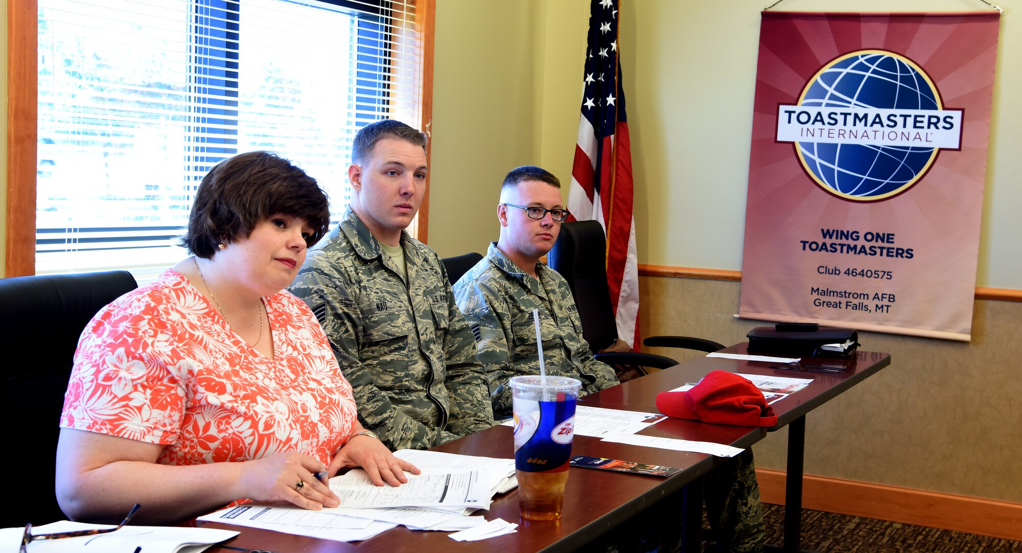 Members of the Wing One Toastmasters listen to a speech June 22, 2016, at Malmstrom Air Force Base, Mont. The club meets in the conference room of the Grizzly Bend every Wednesday, and military members and civilians are welcome to attend. (U.S. Air Force photo/Senior Airman Jaeda Tookes)

