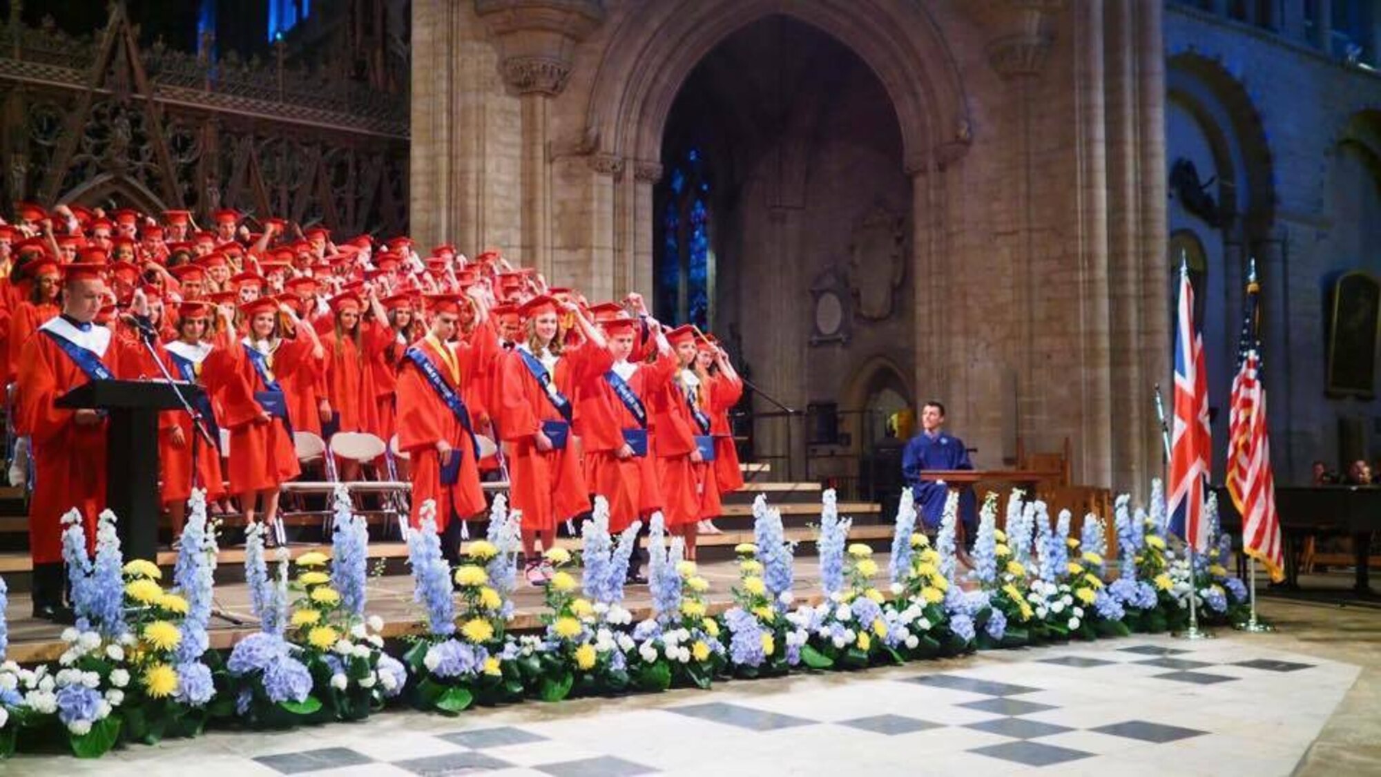Lakenheath High School students attend their senior graduation at Ely Cathedral at Ely, England, June 10, 2016. Graduating students approached their final days at LHS with much anticipation and excitement for the future. (Courtesy photo) 