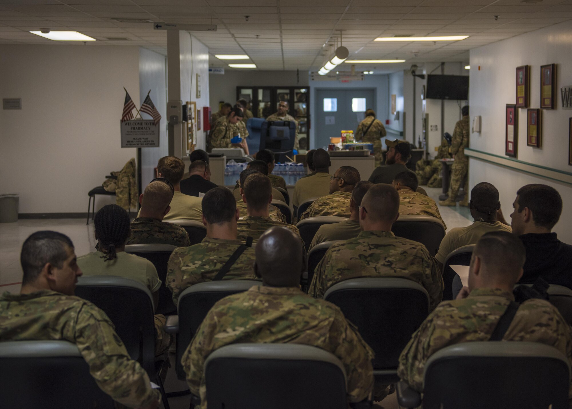 Bagram military and civilian personnel donate blood during an urgent need for blood donations, June 24, 2016, Bagram Airfield, Afghanistan. The Craig Joint-Theater Hospital called for all B type, pre-screened donors to come and donate during a shortage in an effort to save lives. (U.S. Air Force photo by Senior Airman Justyn M. Freeman)