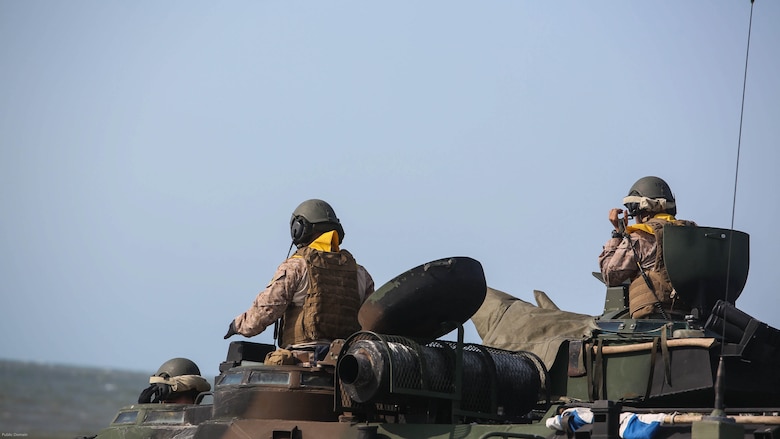 Marines with Charlie Company, 4th Assault Amphibian Battalion prepare for water operations at Marine Corps Base Camp Lejeune, N.C., June 22, 2016. The company, based in Galveston, Texas, conducted operations in land and sea to prepare for their upcoming Unit Deployment Program to Okinawa. 