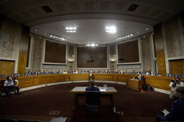 Air Force Vice Chief of Staff Gen. David L. Goldfein testifies before the Senate Armed Services Committee during his confirmation hearing following his presidential nomination for the position of the 21st Air Force chief of staff in Washington, D.C., June 16, 2016.  (U.S. Air Force photo/Scott M. Ash)