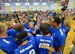 Secretary of the Air Force Deborah Lee James celebrates with the Air Force wounded warrior sitting volleyball team after their gold medal victory at the 2016 Department of Defense Warrior Games at the U.S. Military Academy in West Point, N.Y., June 21, 2016. The Warrior Games took place from June 15-21, and is an adaptive sports competition for wounded, ill and injured service members and veterans. (U.S. Air Force photo/Staff Sgt. Carlin Leslie)
