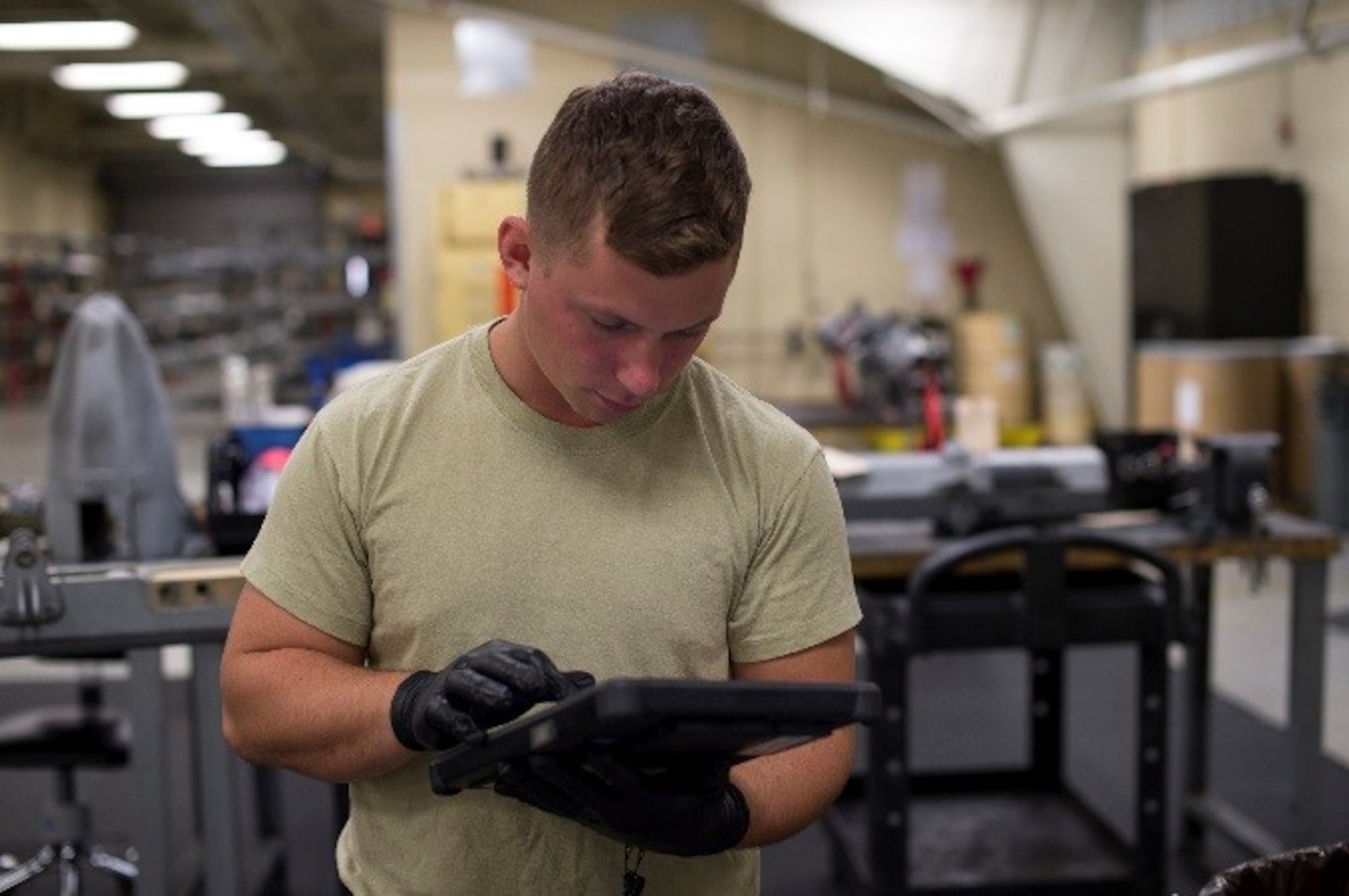 U.S. Air Force Senior Airman Shelby Demorest, 23d Equipment Maintenance Squadron armament technician, checks his technical data to ensure accuracy, June 22, 2016, at Moody Air Force Base, Ga. Demorest plans to finish his Career Development Courses so he can start on his Community College of the Air Force degree and use those credits towards a Bachelor’s Degree in Aeronautics at Embry-Riddle Aeronautical University. (U.S. Air Force photo by Airman 1st Class Janiqua P. Robinson/Released)