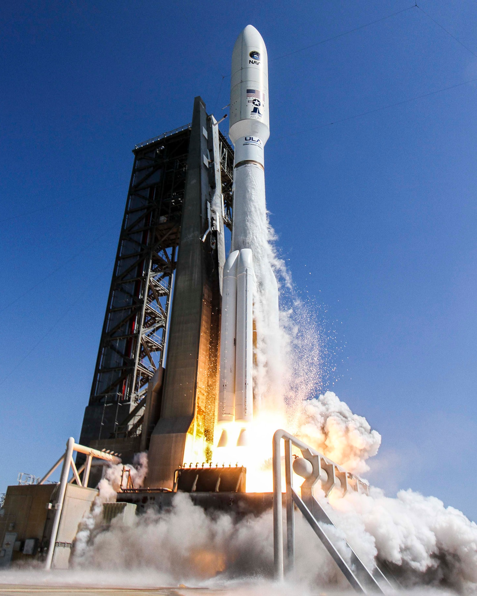 An Atlas V rocket carrying the MUOS-5  mission lifts off from Cape Canaveral AFS's Space Launch Complex-41 at 10:30 a.m. EDT. (Photo courtesy of United Launch Alliance)