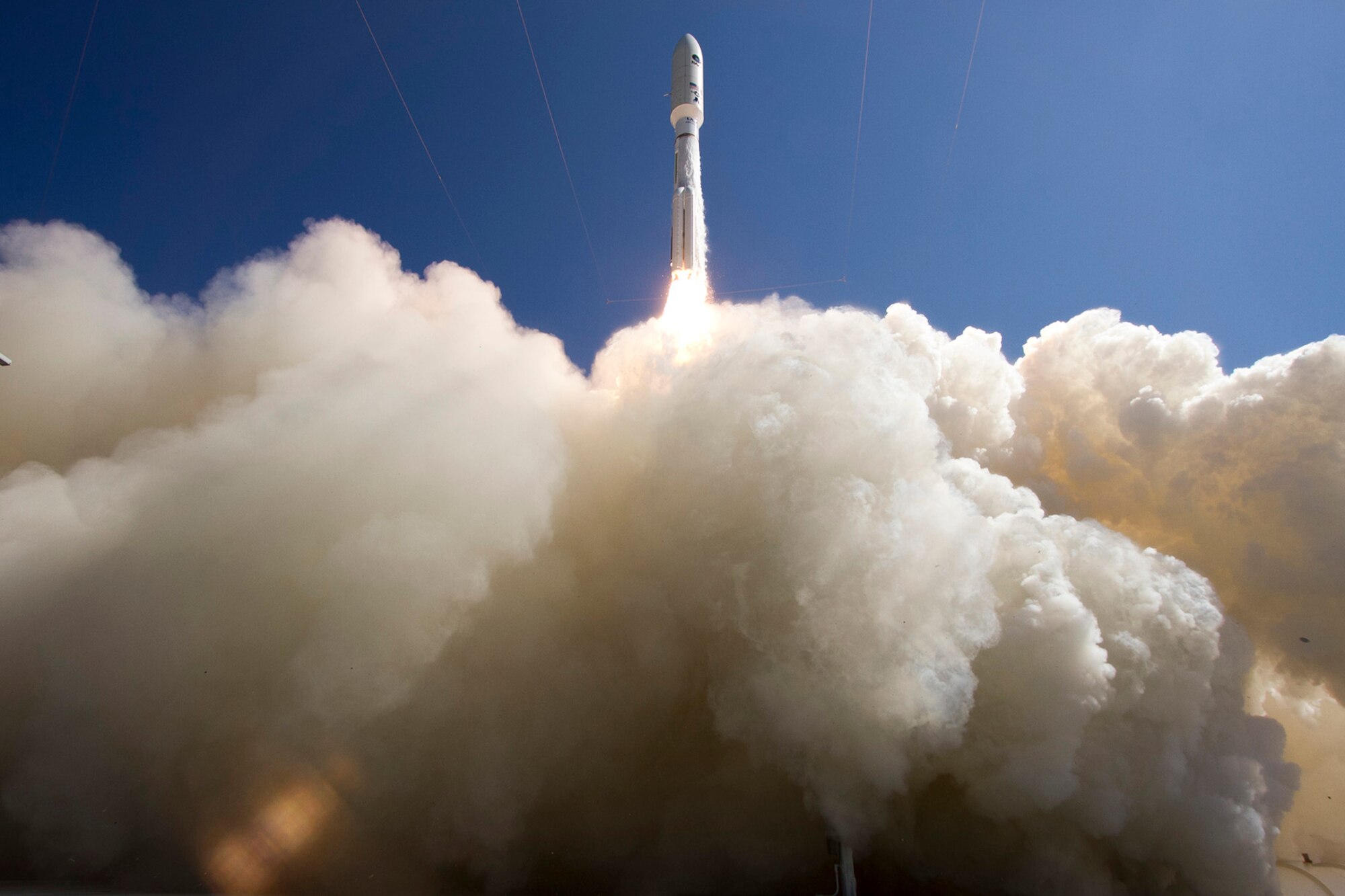An Atlas V rocket carrying the MUOS-5  mission lifts off from Cape Canaveral AFS's Space Launch Complex-41 at 10:30 a.m. EDT. (Photo courtesy of United Launch Alliance)