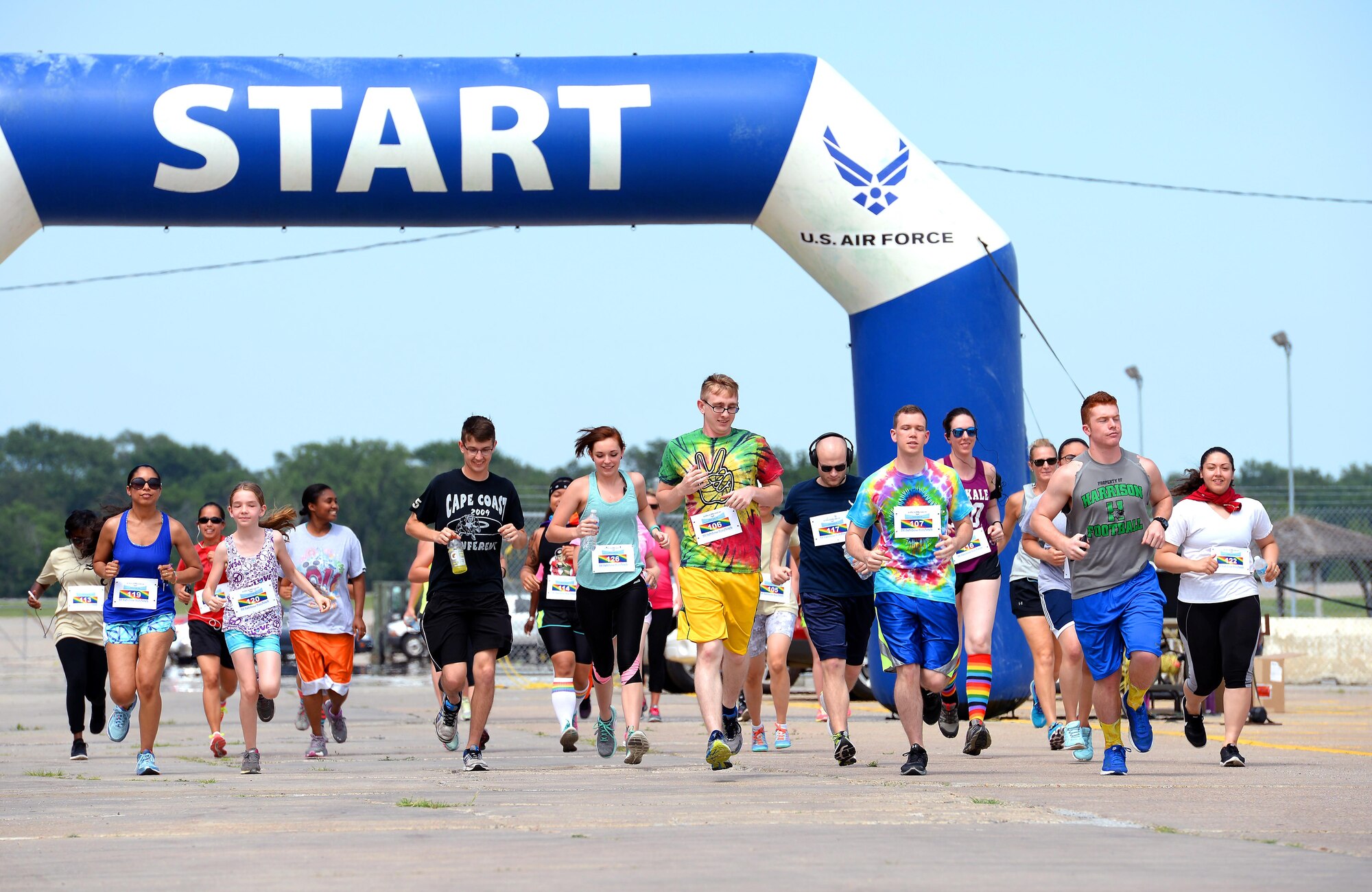 Runners from Offutt Air Force Base and the local community participate in the Rainbow 5K Run/Walk June 23 at Offutt Air Force Base, Neb. The event was held as part of LGBT pride month to celebrate diversity among DOD members. (U.S. Air Force photo by Delanie Stafford/Released)