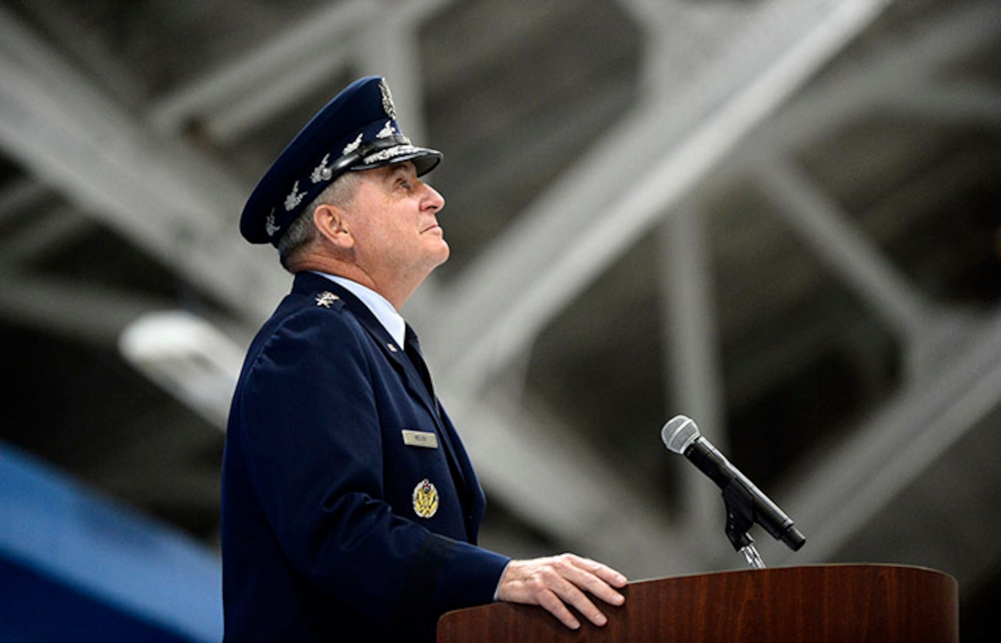 Air Force Chief of Staff Gen. Mark A. Welsh III gathers his emotions during his retirement ceremony at Joint Base Andrews, Md., June 24, 2016.  Welsh has served as the 20th chief of staff since 2012. (U.S. Air Force photo/Tech. Sgt. Joshua L. DeMotts)