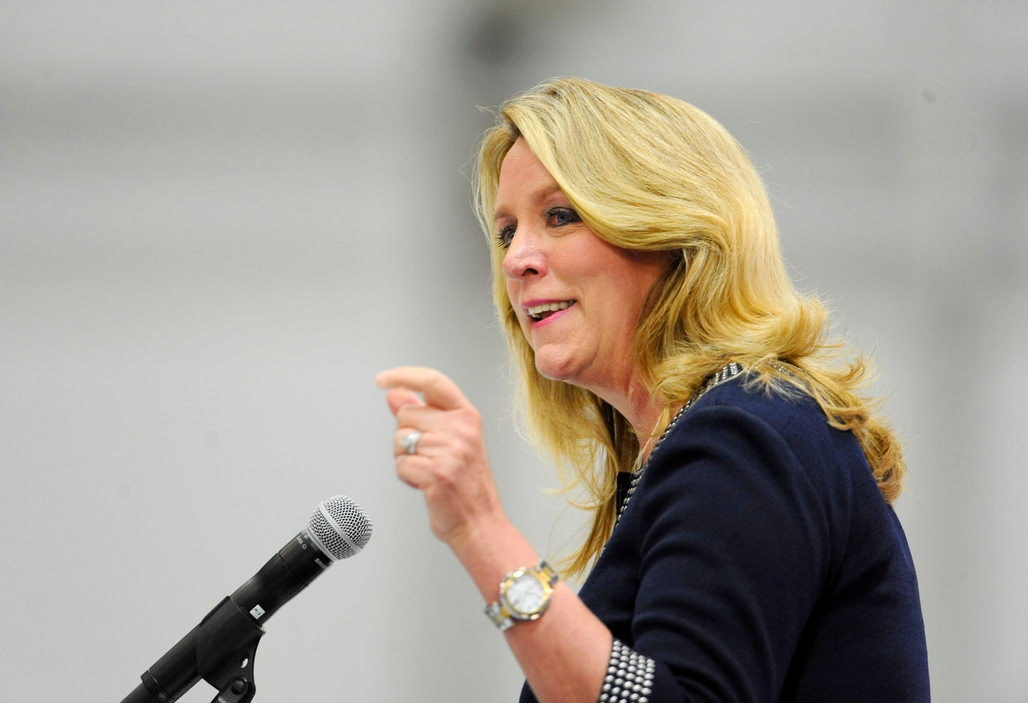 Secretary of the Air Force Deborah Lee James reflects during the retirement ceremony in honor of Air Force Chief of Staff Gen. Mark A. Welsh III at Joint Base Andrews, Md., June 24, 2016.  Welsh has served as the 20th chief of staff since 2012.  (U.S. Air Force photo/Tech. Sgt. Anthony Nelson)