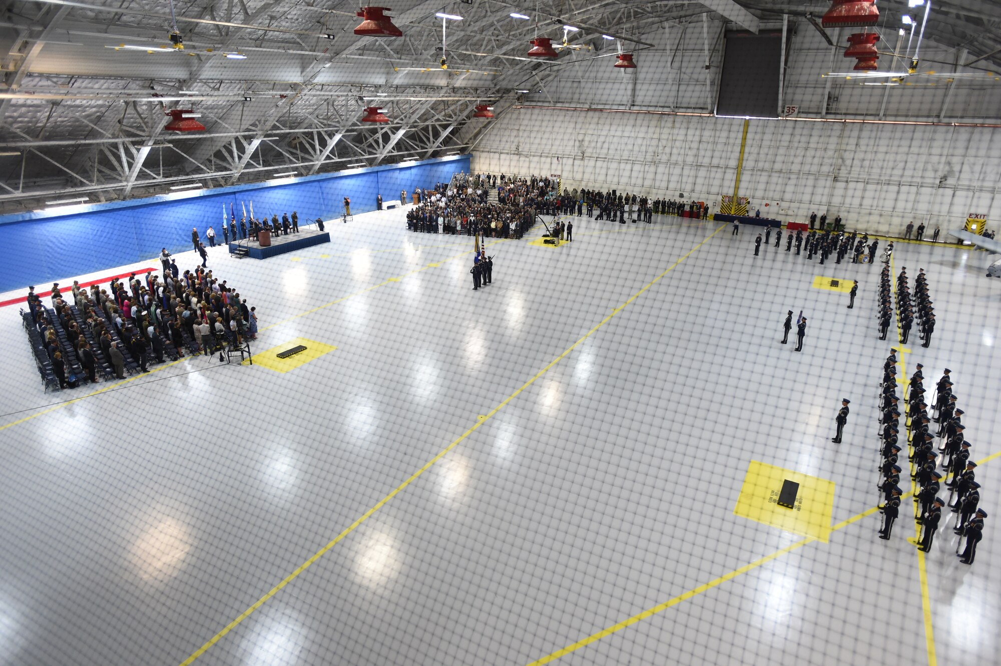 U.S. Air Force Honor Guardsmen perform the presenting of the colors during Air Force Chief of Staff Gen. Mark Welsh III’s retirement ceremony at Joint Base Andrews, Md., June 24, 2016. Welsh retired effective July 1, 2016 after 40 years of honorable military service with military leadership, personnel, friends and family attending the ceremony. (U.S. Air Force photo by Senior Airman Joshua R. M. Dewberry)