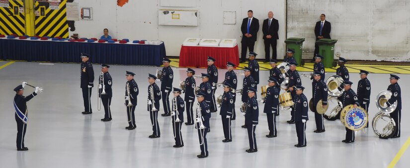 The U.S. Air Force Band lineup for Air Force Chief of Staff Gen. Mark Welsh III during his retirement ceremony at Joint Base Andrews, Md., June 24, 2016. Welsh retired effective July 1, 2016 after 40 years of honorable military service. (U.S. Air Force photo by Senior Airman Joshua R. M. Dewberry)