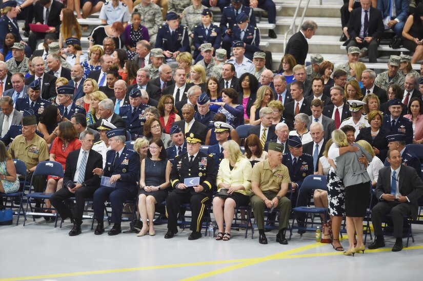 Military leaders, personnel, family and friends gather in honor of the Air Force Chief of Staff Gen. Mark Welsh III, during his retirement ceremony at Joint Base Andrews, Md., June 24, 2016. Welsh retired effective July 1, 2016 after 40 years of honorable military service. (U.S. Air Force photo by Senior Airman Joshua R. M. Dewberry)