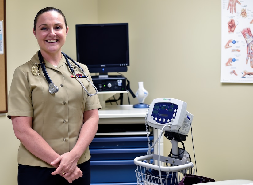 Petty Officer 3rd Class Melissa King, a Naval Health Clinic Charleston military medicine hospital corpsman, smiles at the Joint Base Charleston-Weapons Station NHCC, June 17, 2016. King has plans to spend time with her husband and friends boating on a lake in Tennessee for the 4th of July. King says the Independence Day serves as a reminder that freedom is not free and is a time to appreciate and honor service members who have defended the United States. (U.S. Air Force Photo/Airman Megan Munoz)