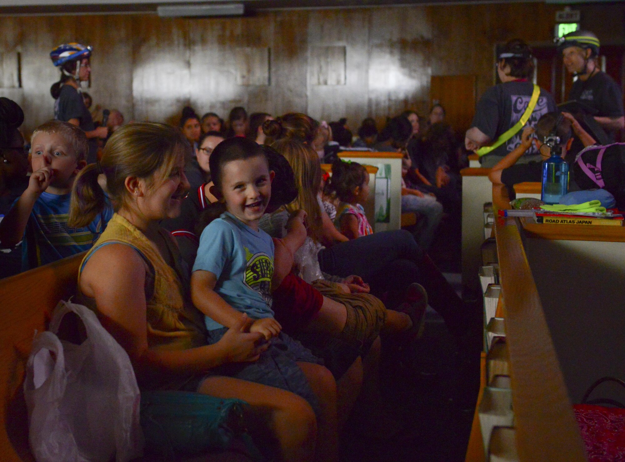 Children receive an object lesson during Yokota’s Annual Vacation Bible School at Yokota Air Base, Japan, June 22, 2016. The main base chapel invited Yokota personnel to bring their children to participate in a week of interactive, group activities with the theme of “Cave Quest: Following Jesus, the light of the world.” (U.S. Air Force photo by Airman 1st Class Elizabeth Baker/Released)