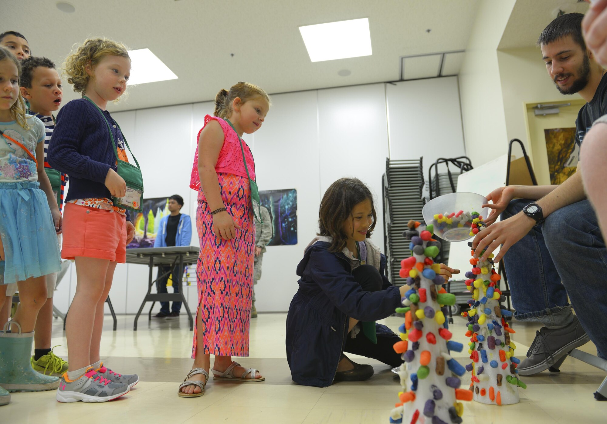 Participants in Yokota’s Annual Vacation Bible School learn about science and spiritual resiliency at Yokota Air Base, Japan, June 22, 2016. The main base chapel invited Yokota personnel to bring their children to participate in a week of interactive, group activities with the theme of “Cave Quest: Following Jesus, the light of the world.” (U.S. Air Force photo by Airman 1st Class Elizabeth Baker/Released)