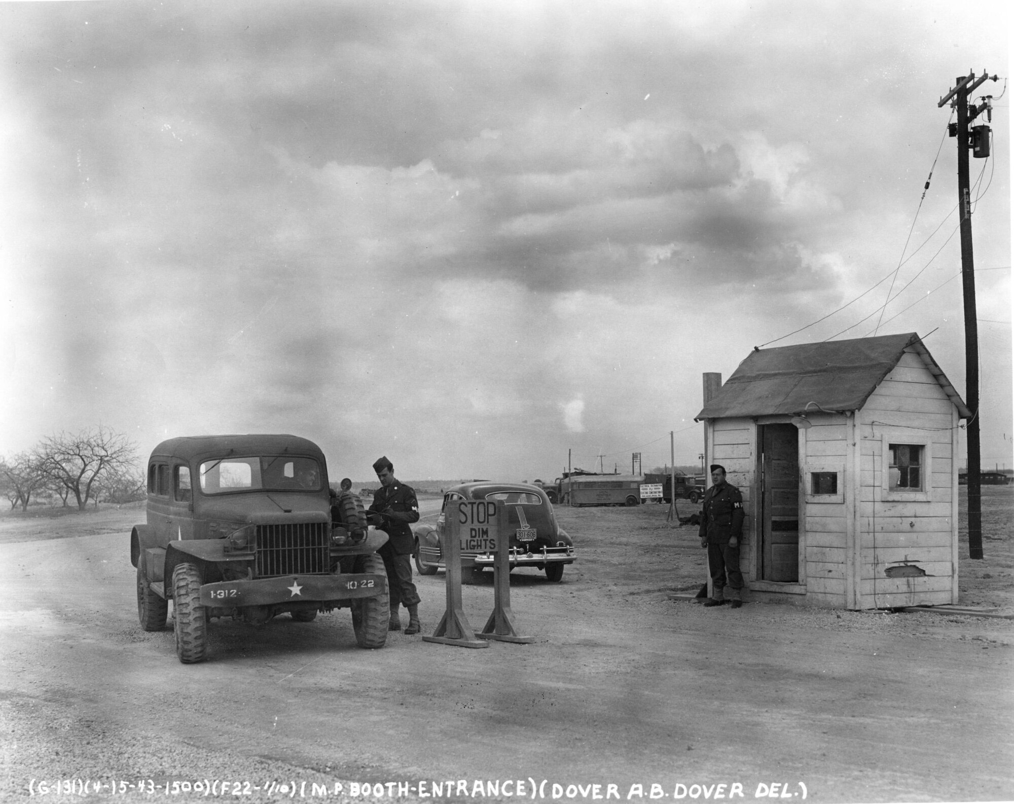 Pictured is the main entrance of Dover Army Air Field, Del., April 15, 1945. The director of the Air Mobility Command Museum is scheduled to deliver a presentation on the first 30 years of Dover Air Force Base, Del., July 2, 2016, at the Delaware Public Archives in Dover. (Courtesy photo)