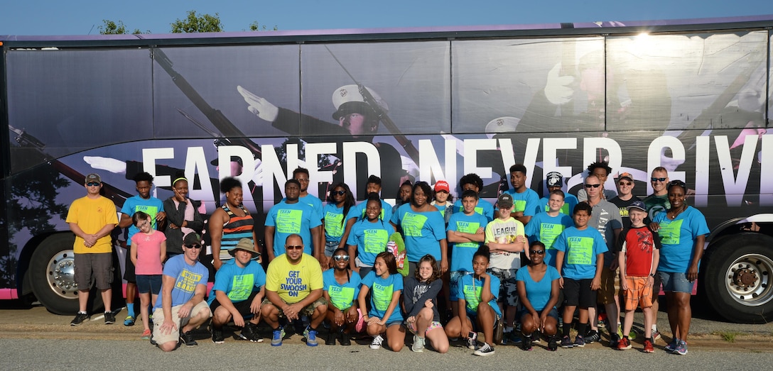 Twenty-seven teens attend a five-day summer program at Marine Corps Logistics Base Albany, recently. Teen C.A.R.R.O.L.L. University facilitators taught youth skills designed to help shape their day-to-day activities as well as their future choices and career goals. Wrapping up the week-long event, teens loaded a bus and traveled to Wild Adventures Theme Park, Valdosta, Georgia, June 17. The acronym for Teen C.A.R.R.O.L.L. University, “Caring, Aspiring, Revolutionary, Radiant, Outstanding, Lively, Learning,” set the stage for a series of interactive work sessions participants experienced throughout the week.