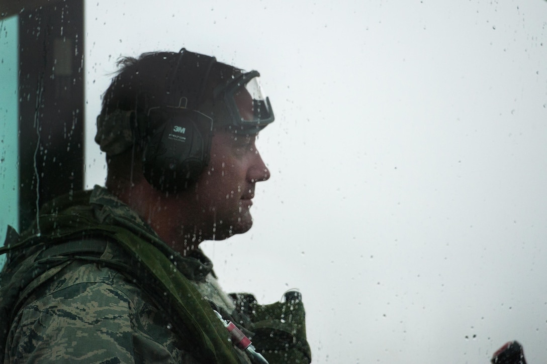 Air Force Tech. Sgt. Brian Cassidy prepares to load cargo onto a C-130J Super Hercules aircraft during Exercise Swift Response 16 at Hohenfels, Germany, June 17, 2016. Cassidy is an aerial porter assigned to the 921st Contingency Response Squadron. Air Force photo by Master Sgt. Joseph Swafford