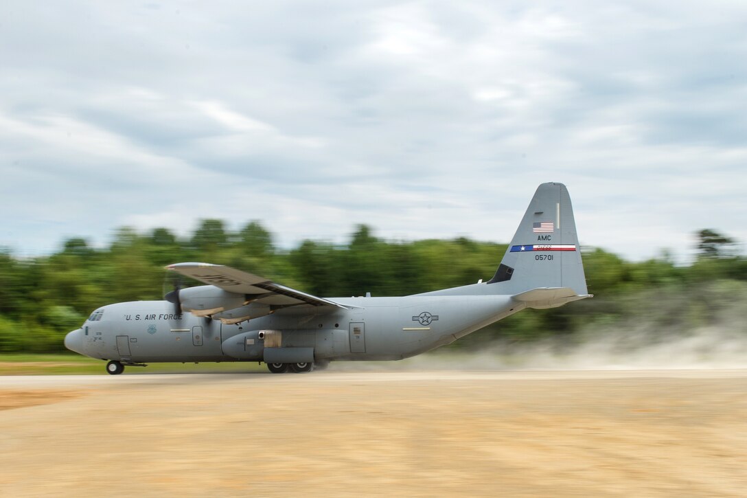 An Air Force C-130J Super Hercules aircraft takes off during Exercise Swift Response 16 at Hohenfels, Germany, June 17, 2016. Air Force photo by Master Sgt. Joseph Swafford