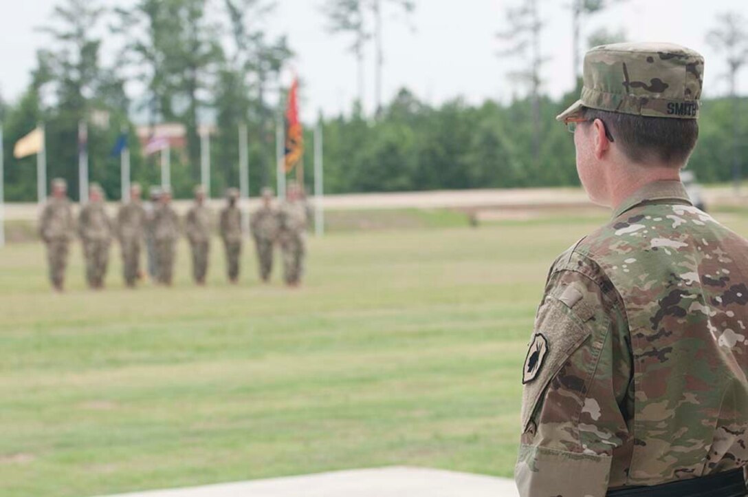 Brig. Gen. Tammy Smith, commander of the 98th Training Division (Initial Entry Training), stands before her Soldiers one last time during her Relinquishment of Command Ceremony at Fort Benning on June 26. Smith's next assignment takes her to Korea where she will serve as the Deputy Commanding General of Sustainment for Eighth Army.