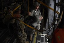 82nd Airborne Division and French paratroopers prepare to conduct a static-line jump from a 62nd Airlift Wing C-17 Globemaster III June 22, 2016 near Libreville, Gabon Africa during exercise Central Accord 2016. U.S. Army Africa's exercise Central Accord 2016 is an annual, combined, joint military exercise that brings together partner nations to practice and demonstrate proficiency in conducting peacekeeping operation. (U.S. Air Force photo/Tech. Sgt. Tim Chacon)