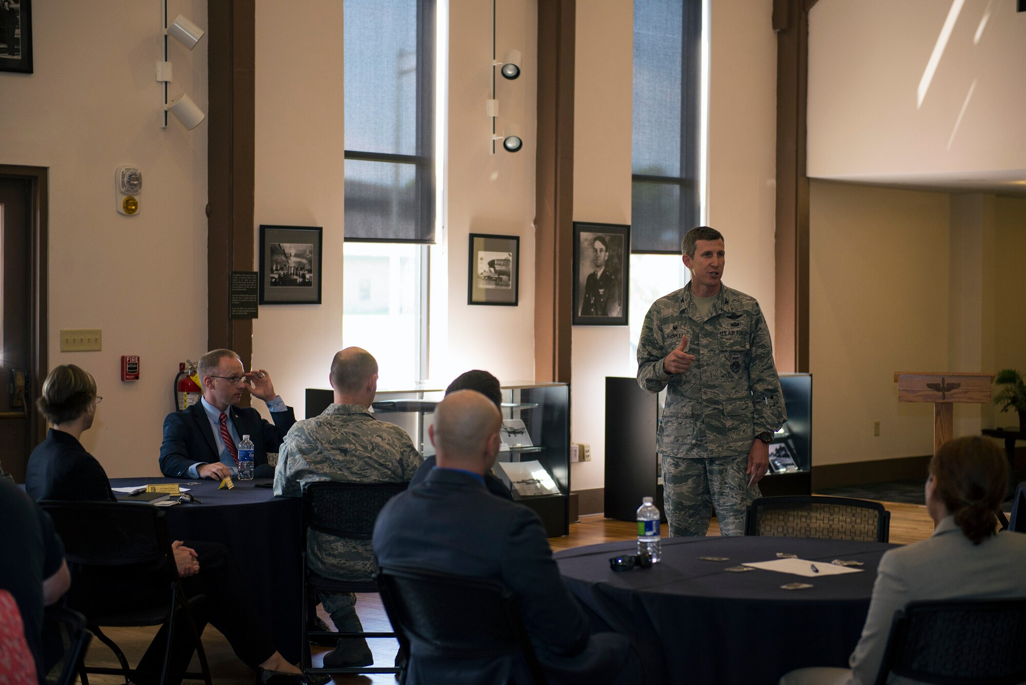 U.S. Air Force Col. Thomas Kunkel, 23d Wing commander, gives remarks during a luncheon hosted by the Air Force Office of Special Investigations Detachment 211, June 27, 2016, at Moody Air Force Base, Ga. Kunkel commended the detachment for continuing their mission of identifying, exploiting and neutralizing criminal, terrorist and intelligence threats to the Air Force, Department of Defense and U.S. Government.
(U.S. Air Force photo by Airman 1st Class Greg Nash/Released)
