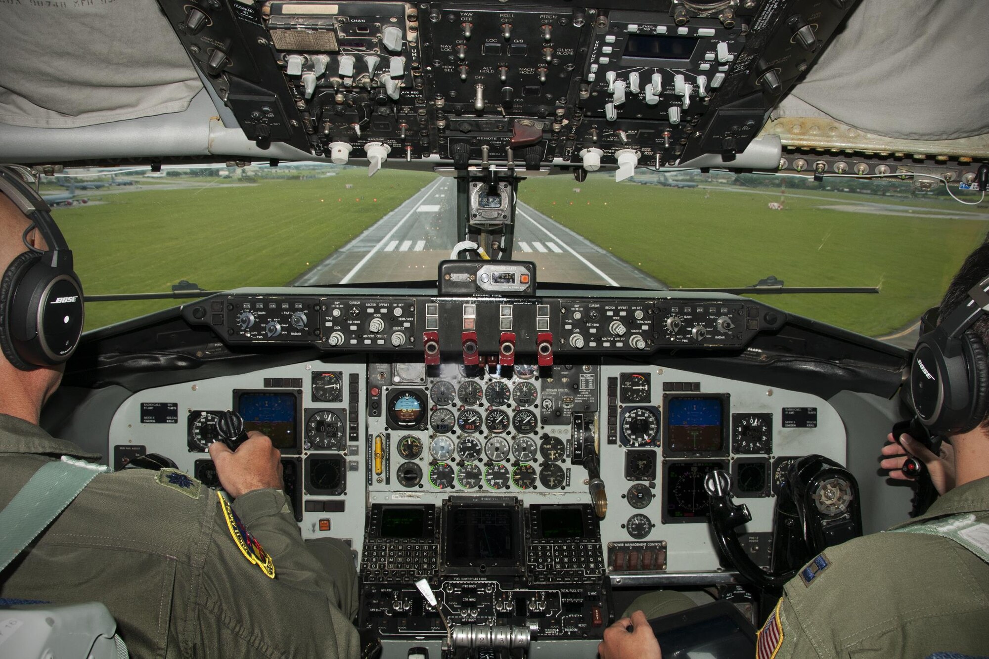 756th Air Refueling Wing pilots land a KC-135R Stratotanker on the Royal Air Force Base Mildenhall, England, flight line after a refueling mission with Norwegian Air Force F-16s June 13, 2016. Members of the 459th Air Refueling Wing, to include pilots, boom operators and maintainers, are in Europe from mid-June to late July to help provide training and refueling support for Operation Atlantic Resolve. (U.S. Air Force photo/Staff Sgt. Kat Justen)