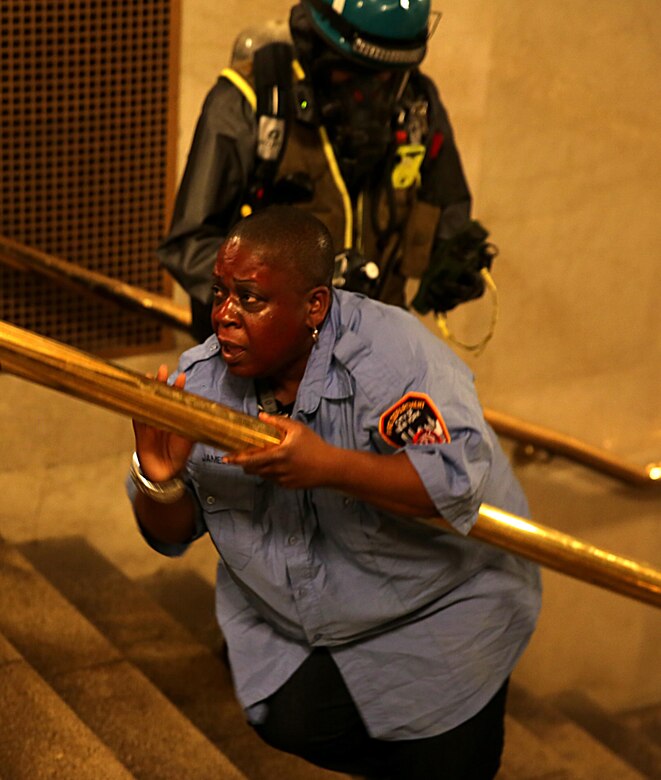 Marines and Sailors with Chemical Biological Incident Response Force train alongside the Fire Department of New York for a field training exercise at the F.D.N.Y. training academy in Randall’s Island, N.Y. June 20, 2016. CBIRF is an active duty Marine Corps unit that, when directed, forward-deploys and/or responds with minimal warning to a chemical, biological, radiological, nuclear or high-yield explosive (CBRNE) threat or event in order to assist local, state, or federal agencies and the geographic combatant commanders in the conduct of CBRNE response or consequence management operations, providing capabilities for command and control; agent detection and identification; search, rescue, and decontamination; and emergency medical care for contaminated personnel. (Official USMC Photo by Lance Cpl. Maverick S. Mejia/RELEASED)