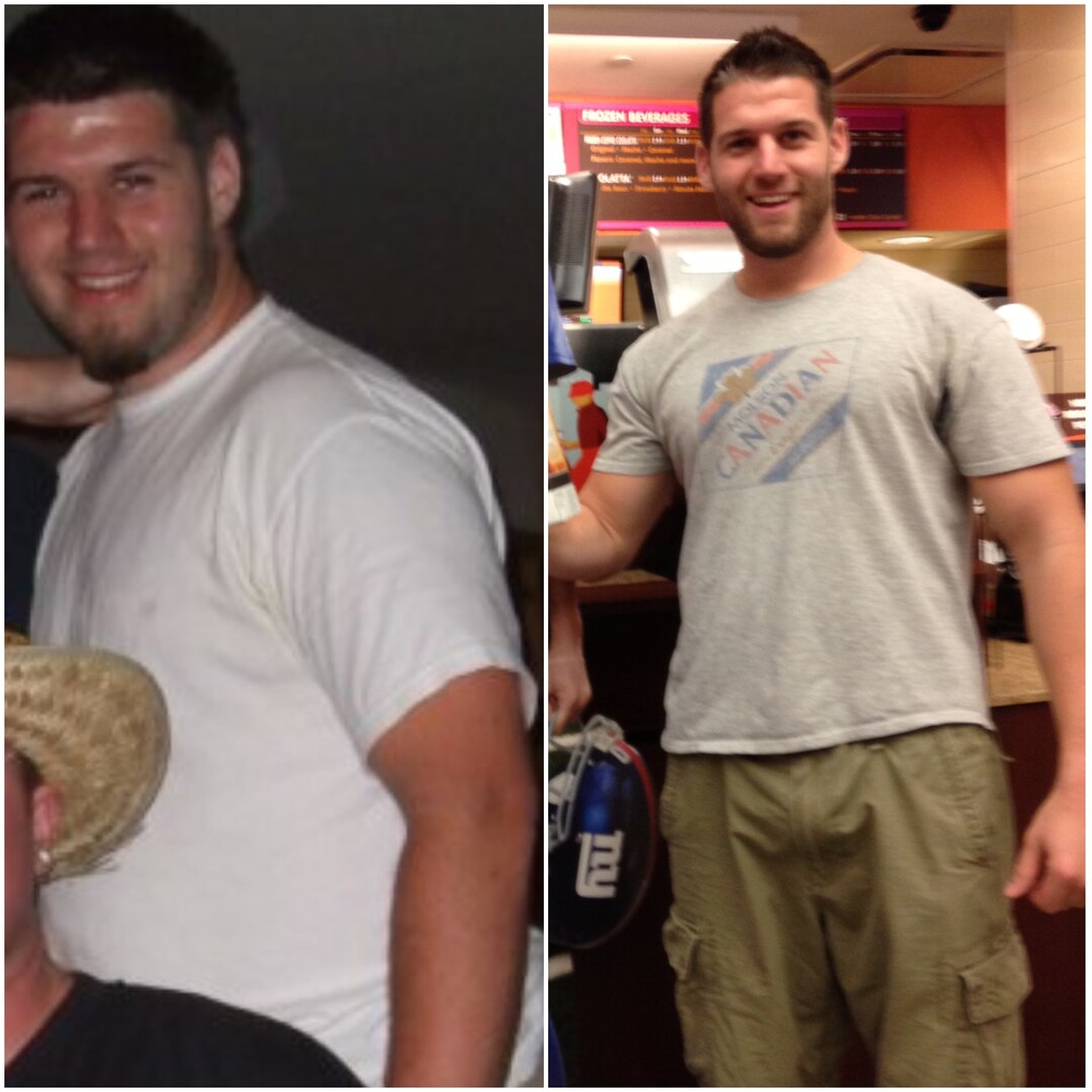 Matthew Eckenrode’s before and after weight loss picture. Eckenrode said once he saw the photo on the left, he made a decision to live a healthier lifestyle. Now 40 pounds lighter (right), he is feeling better physically, spiritually, mentally and socially.