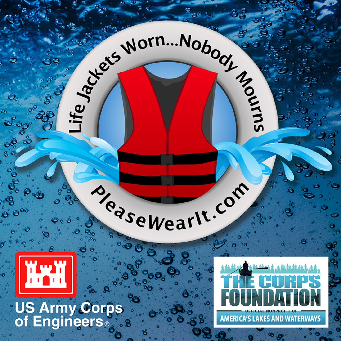 Every year thousands of people in the United States mourn the loss of loved ones who could have survived if they had been wearing a life jacket while spending time on or near our nation’s waters.  To heighten awareness, the U.S. Army Corps of Engineers recently launched a national water safety campaign titled “Life Jackets Worn - Nobody Mourns.”  