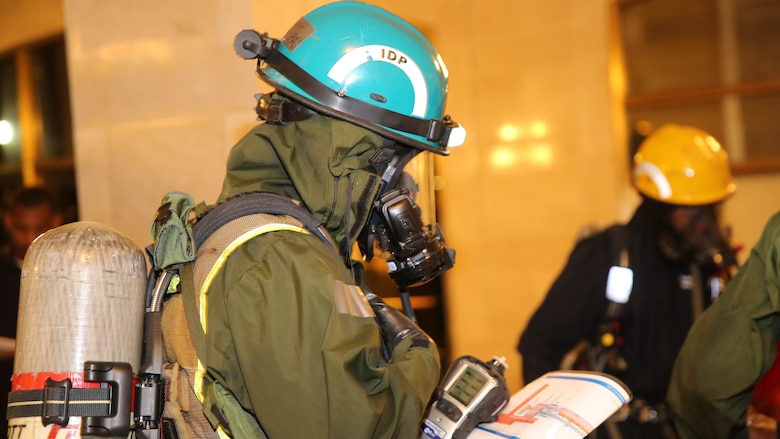 Marines and sailors with Chemical Biological Incident Response Force train alongside the Fire Department of New York for a field training exercise at the F.D.N.Y. training academy in Randall’s Island, N.Y. June 20, 2016. CBIRF is an active duty Marine Corps unit that, when directed, forward-deploys and/or responds with minimal warning to a chemical, biological, radiological, nuclear or high-yield explosive threat or event in order to assist local, state, or federal agencies and the geographic combatant commanders in the conduct of CBRNE response or consequence management operations, providing capabilities for command and control; agent detection and identification; search, rescue, and decontamination; and emergency medical care for contaminated personnel. 