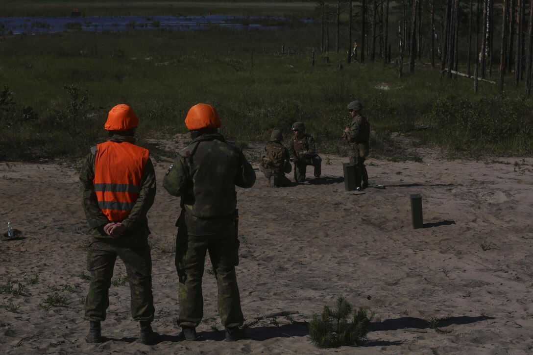 U.S. Marines joined a multinational force during BALTOPS 16 demonstrating their ability to rapidly amass forces in the Baltic Sea..(U.S. Marine Corps photo by Cpl. Lucas Hopkins/Released)