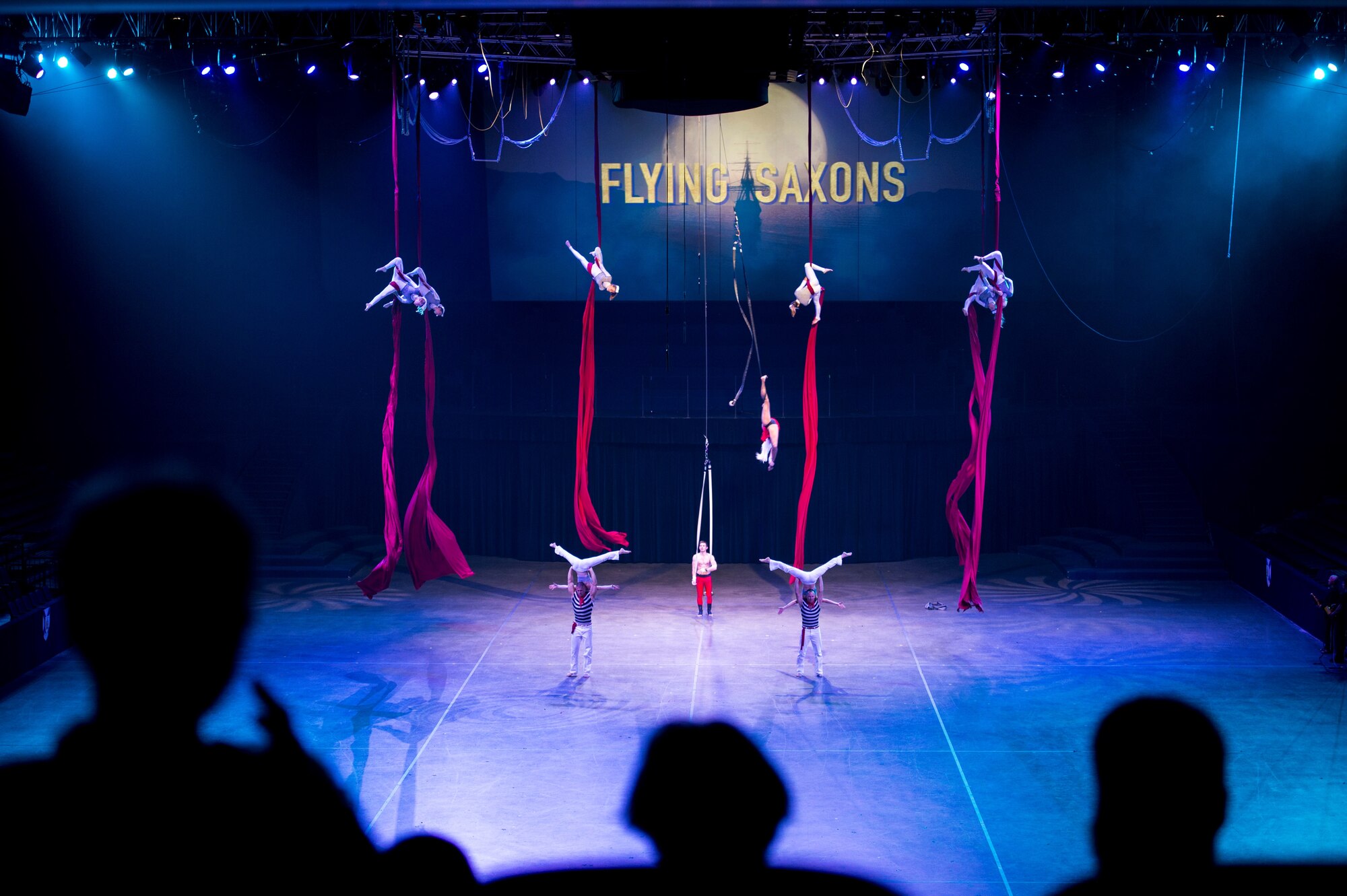 Members of the Flying Saxons practice aerial maneuvers during the 2016 Royal Nova Scotia International Tattoo media preview at the Scotiabank Centre in Halifax, Nova Scotia, June 27, 2016. The Saxons are one of the many groups representing Germany. Other countries include Canada, Kenya, New Zealand, Switzerland and the United States. (U.S. Air Force photo by Senior Airman Ryan J. Sonnier)