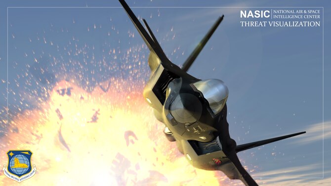 Dynamic explosions, missile launches and air-to-air dogfights are just a few animations the National Air and Space Intelligence Center threat visualization team at Wright-Patterson Air Force Base, Ohio, create to help communicate potential threats in the world. For the last decade, these types of animations have allowed policymakers at all levels of government to watch a video clip, rather than read a stack of intelligence reports filled with military jargon and technical data. (U.S. Air Force graphic/Justin Weisbarth)