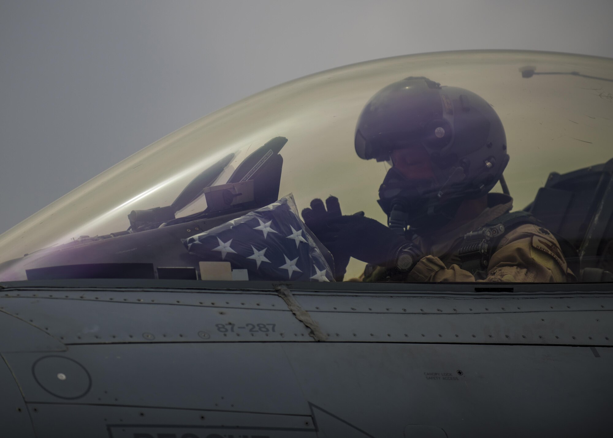 Lt. Col. David Efferson, 457th Expeditionary Fighter Squadron commander, prepares to taxi out in an F-16C Fighting Falcon, June 28, 2016, Bagram Airfield, Afghanistan. The 457th EFS is Air Force Reserve Command unit out of Naval Air Station Fort Worth Joint Reserve Base, Texas who continuously supports Operation Freedom's Sentinel and the NATO Resolute Support mission. (U.S. Air Force photo by Senior Airman Justyn M. Freeman)