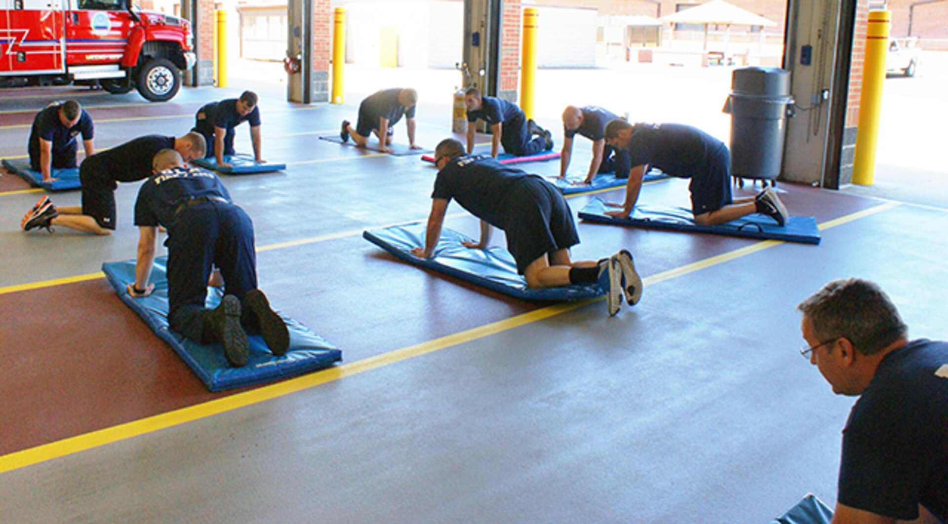 As part of Safety Stand Down Week June 19-25, 2016, Defense Logistics Agency Installation Support at Richmond, Virginia, Fire and EMS members participated in wellness training to improve their flexibility and overall health which is essential to injury prevention. 