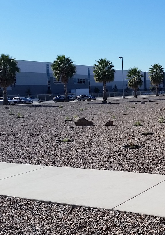 A xeriscape at the Bell Reserve Center in Bell Gardens, California is part of a series of drought-tolerant landscaping projects by the U.S. Army Reserve’s 63rd Regional Support Command. Xeriscapes are designed to conserve water with features such as native plants and stone ground covers. Photo courtesy of Varun Sood, 63rd RSC.