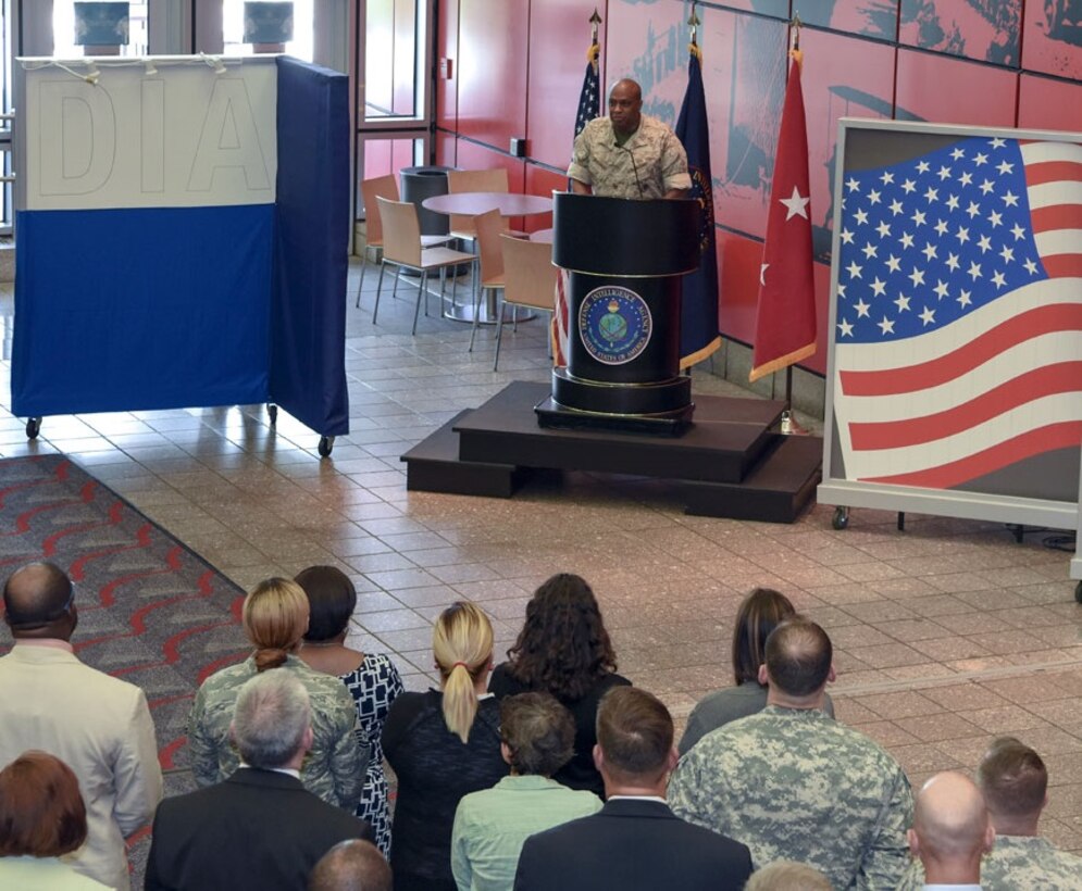 DIA Director LtGen Vincent Stewart gives opening remarks at E Pluribus Unum Week