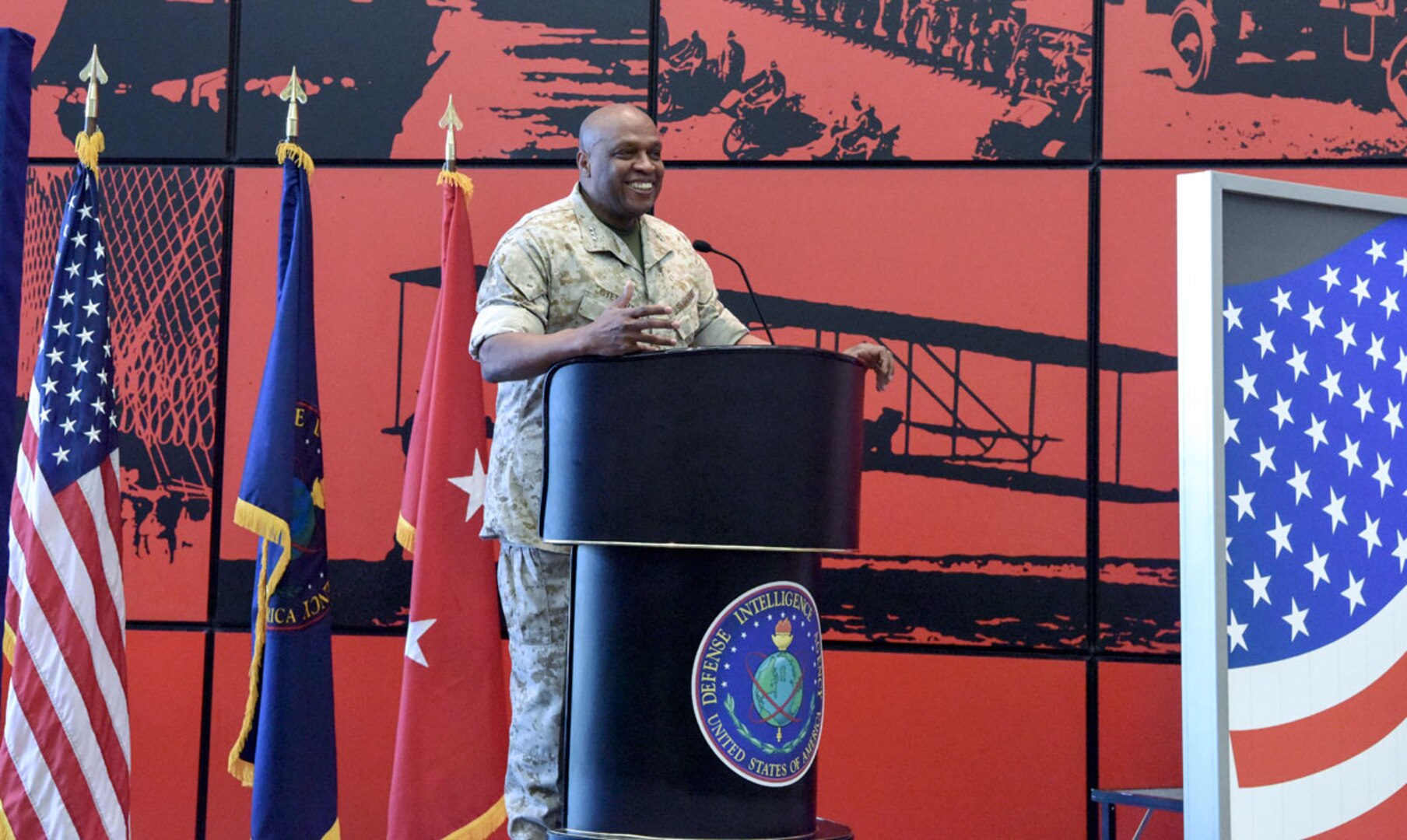 DIA Director LtGen Vincent Stewart gives opening remarks at E Pluribus Unum Week