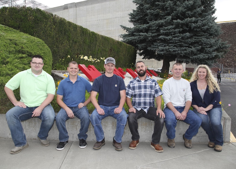 Six students graduated from the Walla Walla District’s Power Plant Apprentice Program during a 10 a.m. ceremony June 23 at McNary Lock and Dam. The graduates pictured are;
Benjamin Ashlock, an Army Reserve veteran from Kennewick, Washington, works at McNary Lock and Dam as a power plant mechanic. 
Jason Bohlke, an Army veteran from Benton City, Washington, works at McNary Lock and Dam as a power plant electrician.
Summer Dellamater, an Air Force veteran from Pasco, Washington, works at Lower Monumental Lock and Dam as a power plant operator.
Chris Ensley, a Marine Corps veteran from Colfax, Washington, works at Lower Granite Lock and Dam as a power plant electrician.
Cameron Hulse, an Air Force veteran from Dayton, Washington, works at Little Goose Lock and Dam as a power plant electrician.
Harold Wentworth II, an Army veteran from Pasco, Washington, works at Ice Harbor Lock and Dam as a power plant operator.
