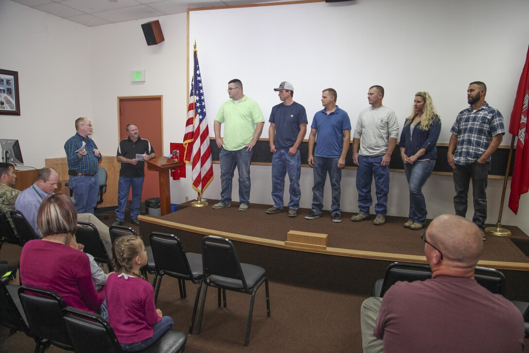 Six students graduated from the Walla Walla District’s Power Plant Apprentice Program during a 10 a.m. ceremony June 23 at McNary Lock and Dam. The graduates pictured are;
Benjamin Ashlock, an Army Reserve veteran from Kennewick, Washington, works at McNary Lock and Dam as a power plant mechanic. 
Jason Bohlke, an Army veteran from Benton City, Washington, works at McNary Lock and Dam as a power plant electrician.
Summer Dellamater, an Air Force veteran from Pasco, Washington, works at Lower Monumental Lock and Dam as a power plant operator.
Chris Ensley, a Marine Corps veteran from Colfax, Washington, works at Lower Granite Lock and Dam as a power plant electrician.
Cameron Hulse, an Air Force veteran from Dayton, Washington, works at Little Goose Lock and Dam as a power plant electrician.
Harold Wentworth II, an Army veteran from Pasco, Washington, works at Ice Harbor Lock and Dam as a power plant operator.