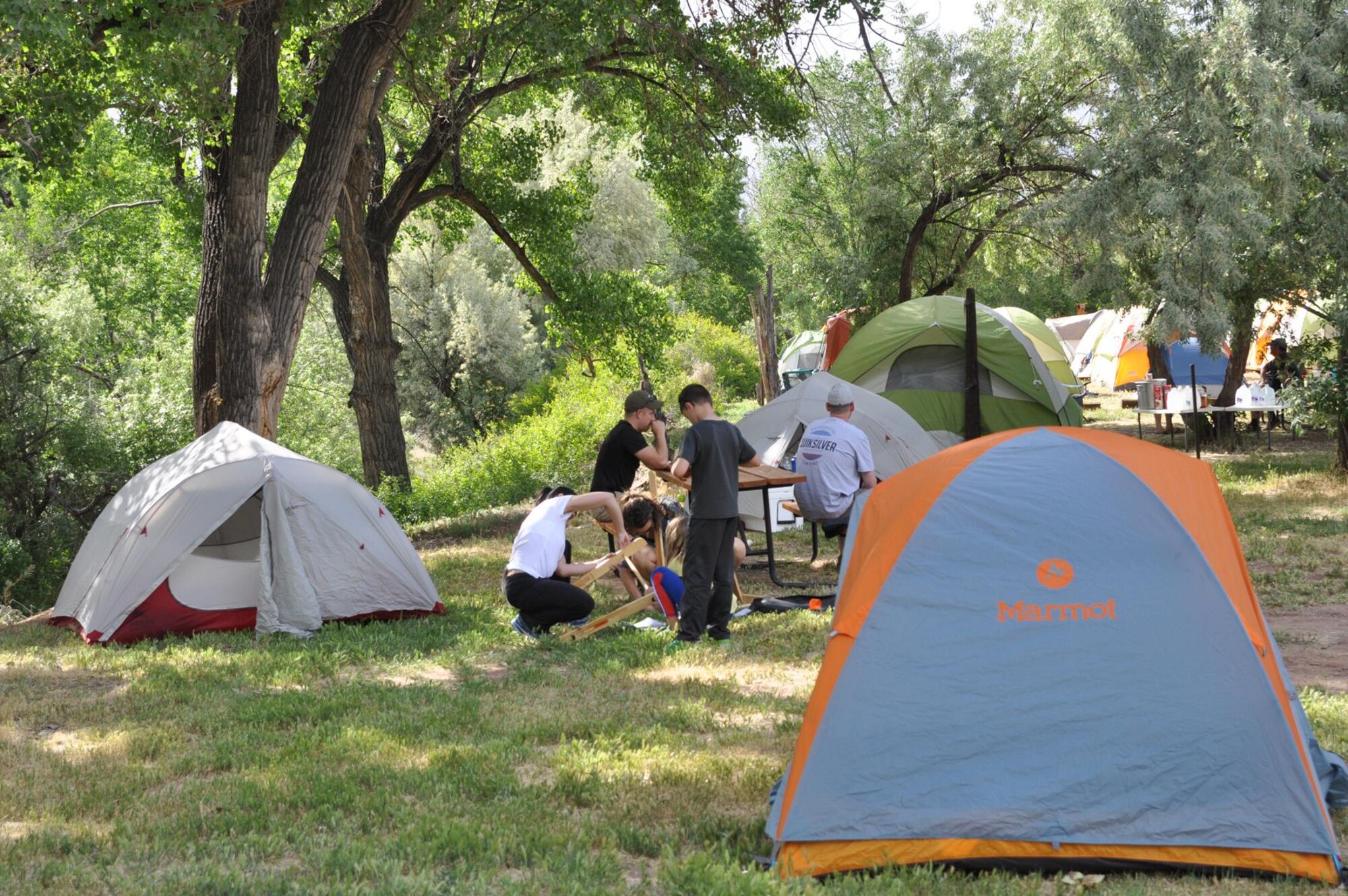 MOAB, Colo. – Peterson Airmen and their families set up campsites during the Moab Adventure Weekend on May 28-30, 2016 in Moab, Colo. The adventure weekend is just one of many programs and events Peterson Outdoor Recreation coordinates for Airmen to enjoy throughout the summer. (Courtesy photo)